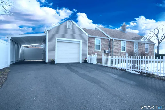 a view of a house with a garage