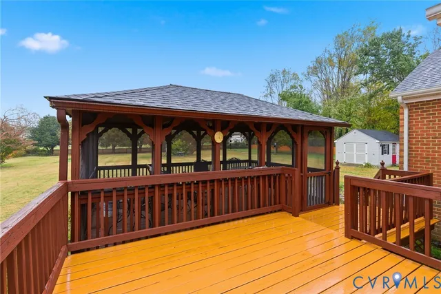 a view of wooden deck