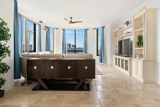 a view of a living room with a flat screen tv