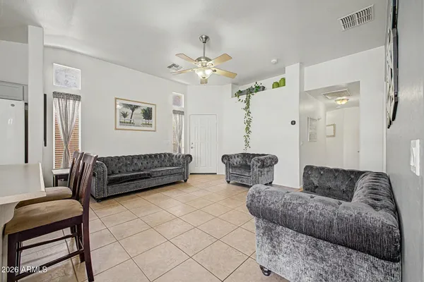 a living room with furniture