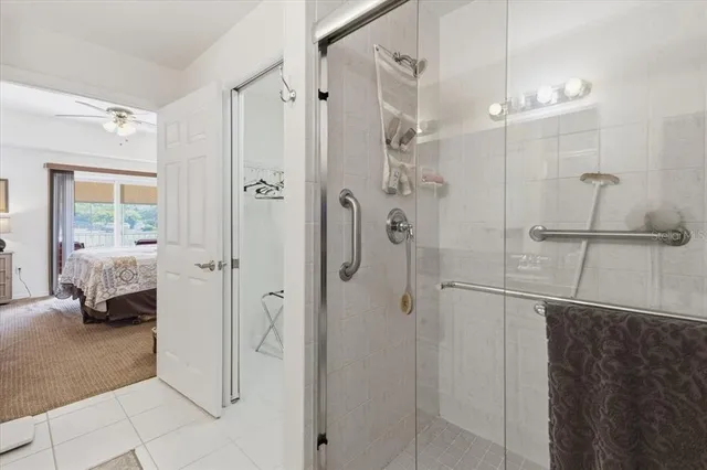 a view of a balcony with chair and tables