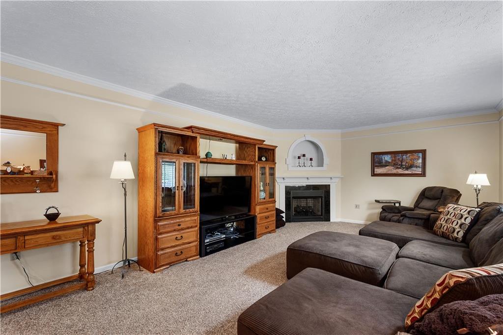 136 Maclaine Drive Carnegie, PA 15106 - Photo 16 of 30 a living room with furniture a fireplace and a flat screen tv