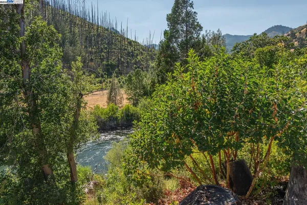 a view of a lake view with houses in back