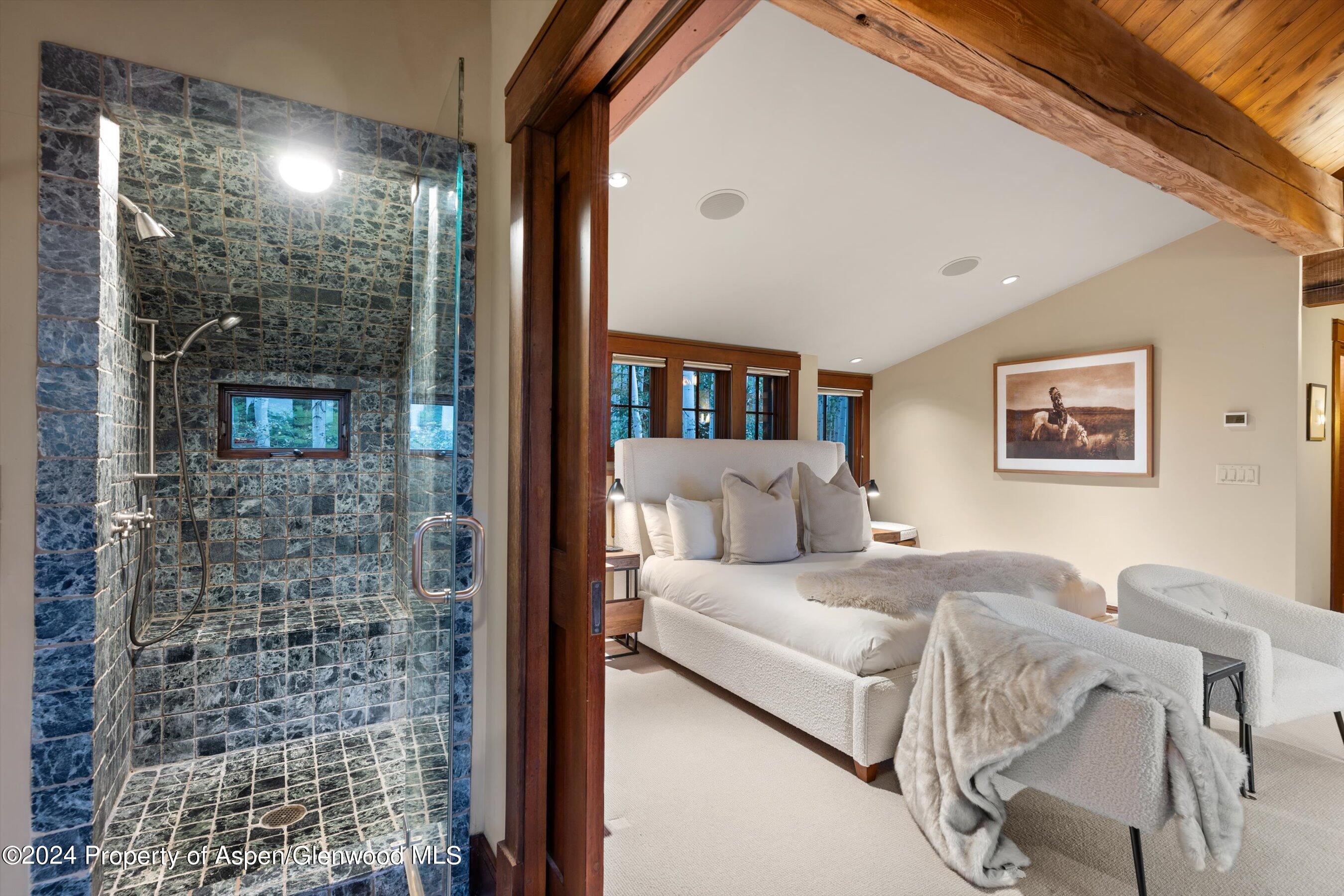 1021 Two Creeks Drive Snowmass Village, CO 81615 - Photo 18 of 47 a bedroom with a bed and a painting on the wall