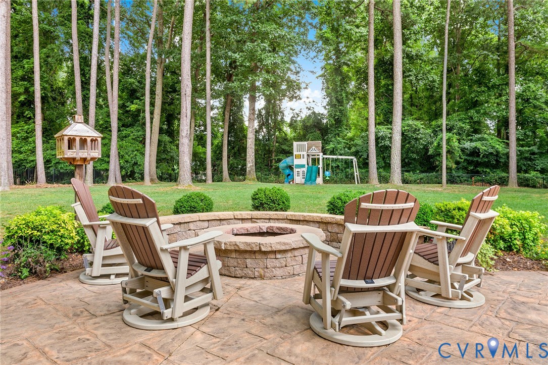 2319 Founders Bridge Road Midlothian, VA 23113 - Photo 45 of 50 View of patio with a fire pit and a playground