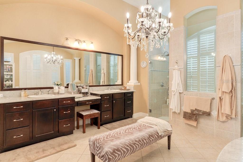 13448 Bellaria Circle Windermere, FL 34786 - Photo 26 of 66 a spacious bathroom with a granite countertop sink mirror and a bathtub