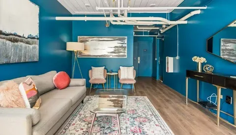 a living room with furniture