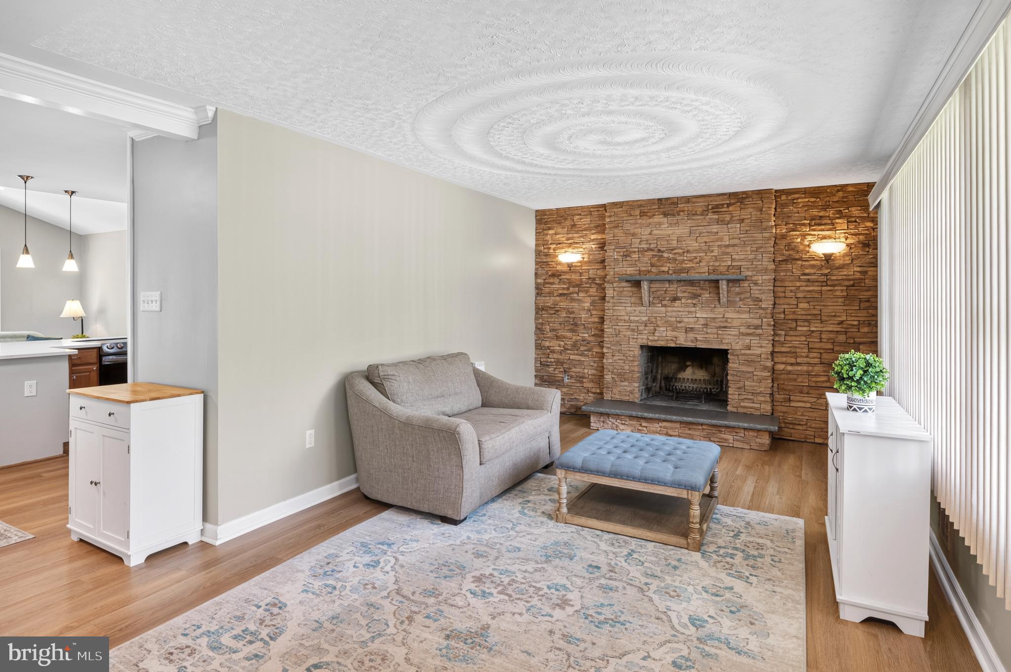 Living Room with wood fireplace
