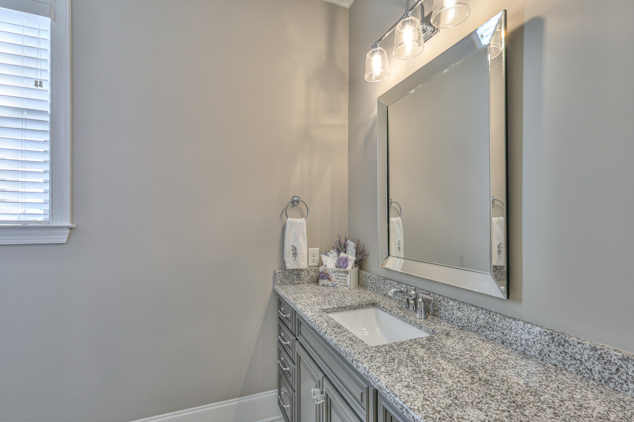 8019 Burning Tree Farms Road Arrington, TN 37014 - Photo 19 of 47 a bathroom with a granite countertop sink and a mirror