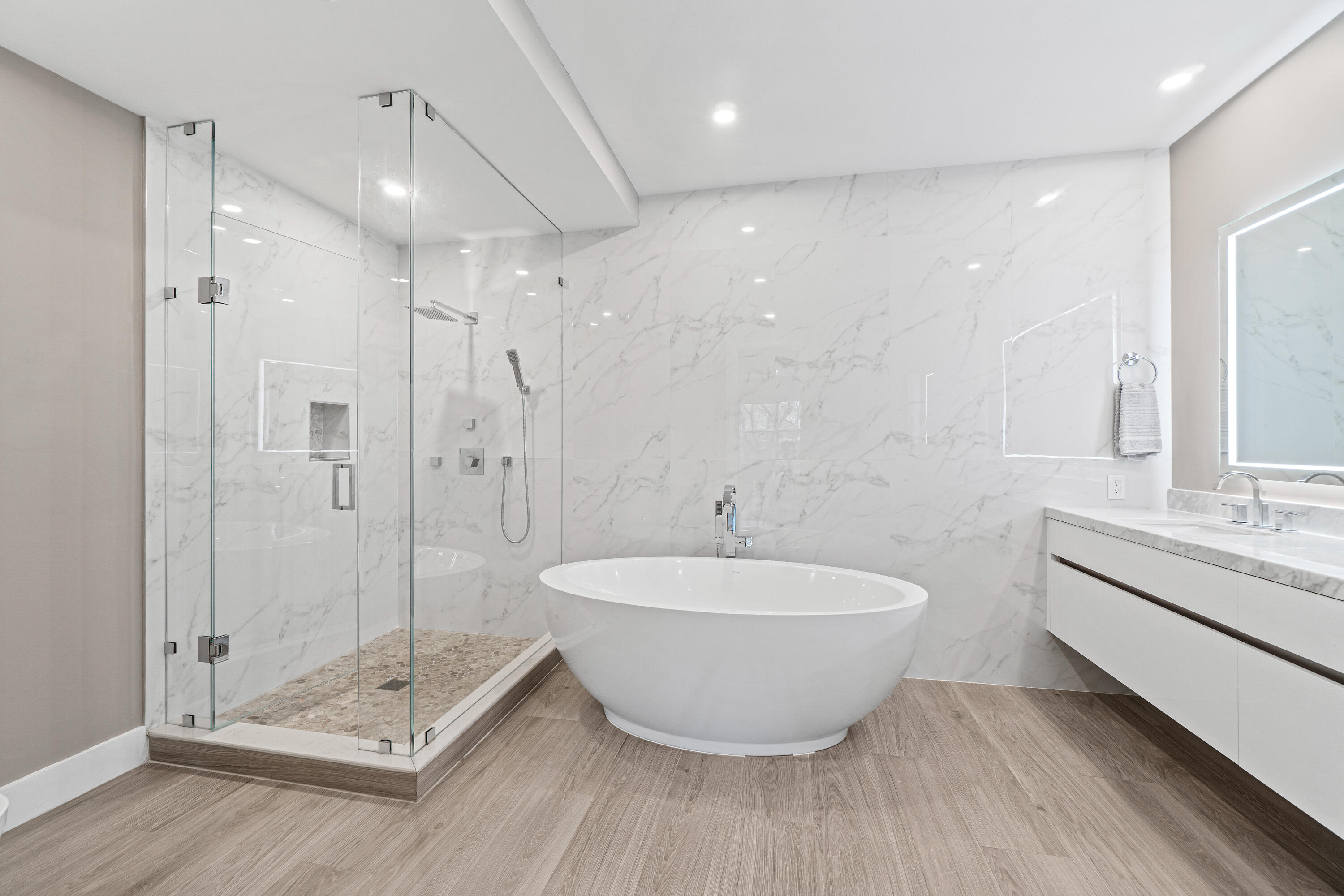 6308 Graycliff Drive, Unit B Boca Raton, FL 33496 - Photo 22 of 29 a bathroom with a shower and a sink