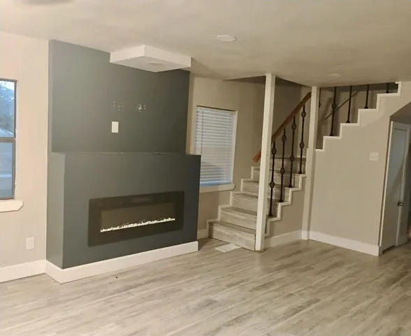 a bathroom with a bathtub