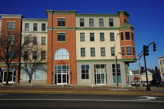a front view of a building