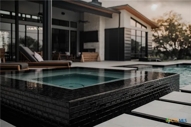 a view of a yard with a bench