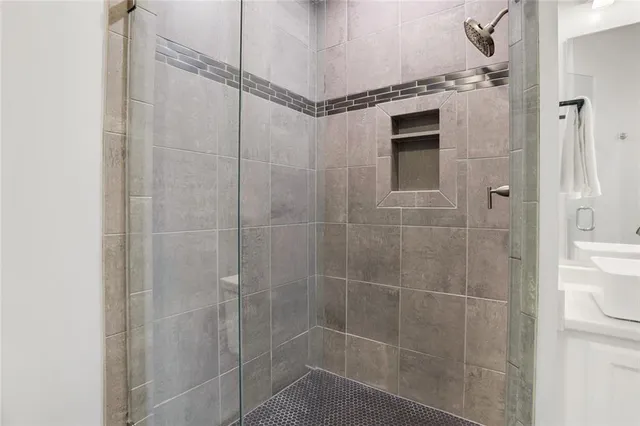 a bathroom with a shower