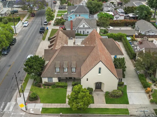 an aerial view of a house