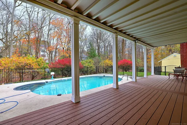 a view of porch with seating space
