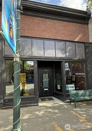a view of a building with door