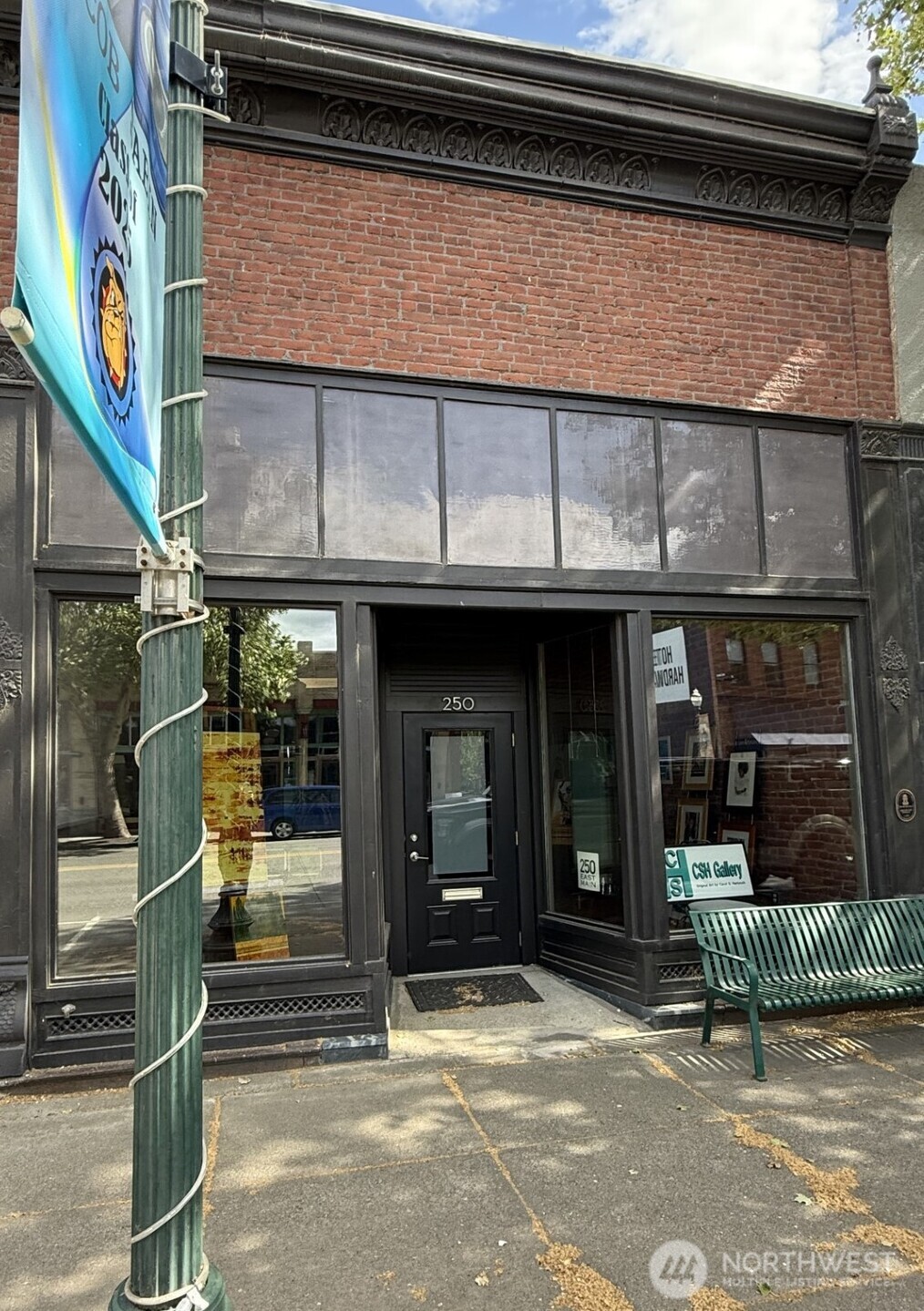 a view of a building with door