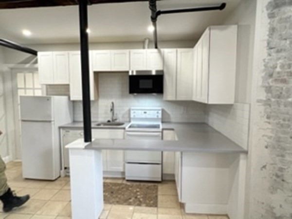147 Winthrop Road, Unit 2 Brookline, MA 02445 - Photo 4 of 19 a kitchen with kitchen island a sink stainless steel appliances and cabinets