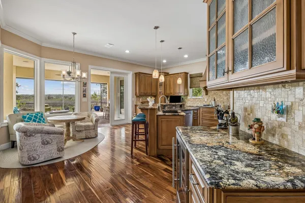 a view of a hallway with bathroom