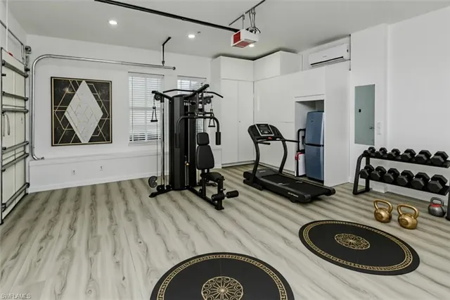 a view of a room with gym equipment