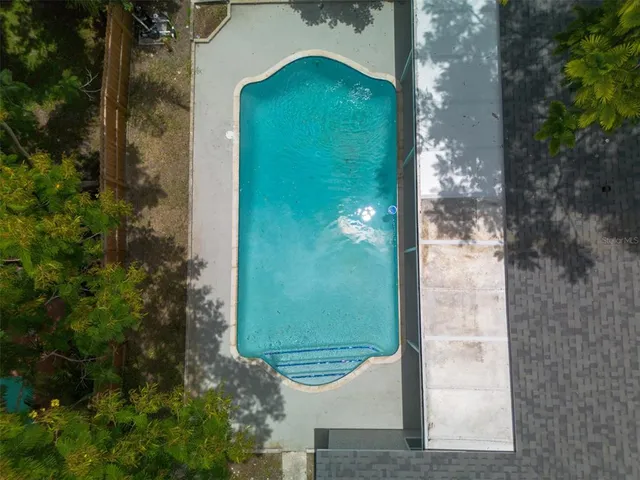 an aerial view of a garden