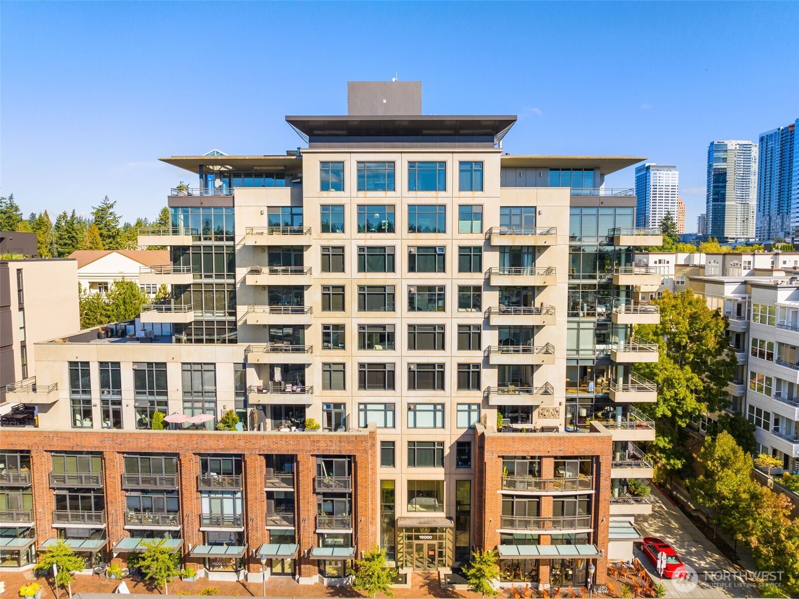 a front view of a building