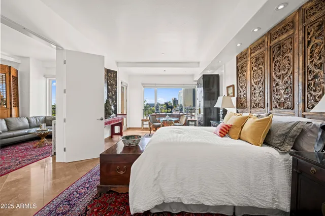 a bathroom with a sink vanity and mirror
