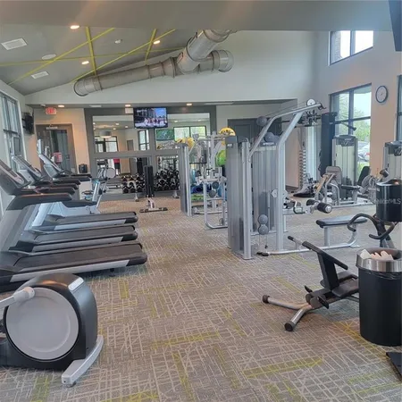 a view of a room with gym equipment