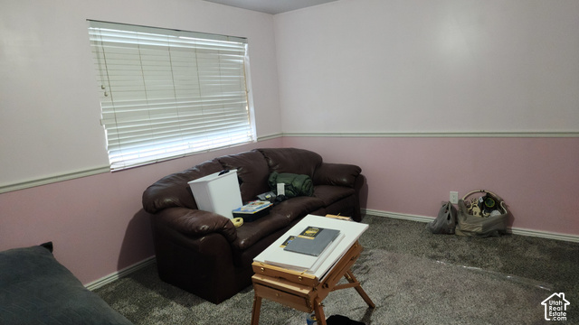 5948 Inheritance Court Taylorsville, UT 84123 - Photo 14 of 30 Room featuring a window with blinds, two-tone wall treatment, and carpeted flooring