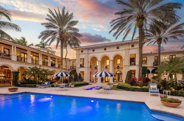 a view of a lake with a houses