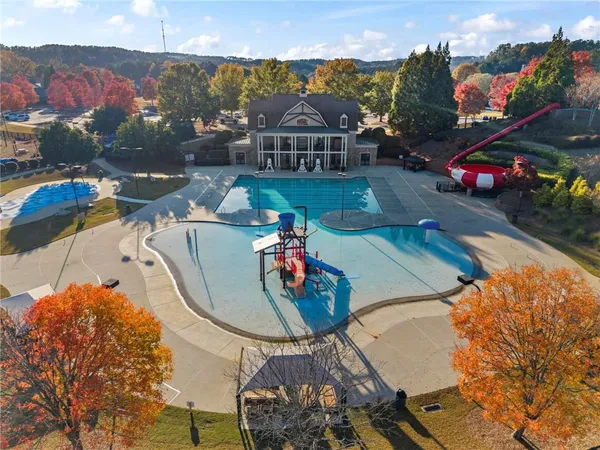 an aerial view of a house