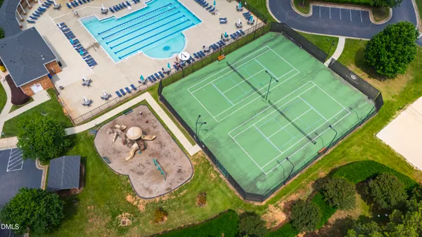 an aerial view of a house