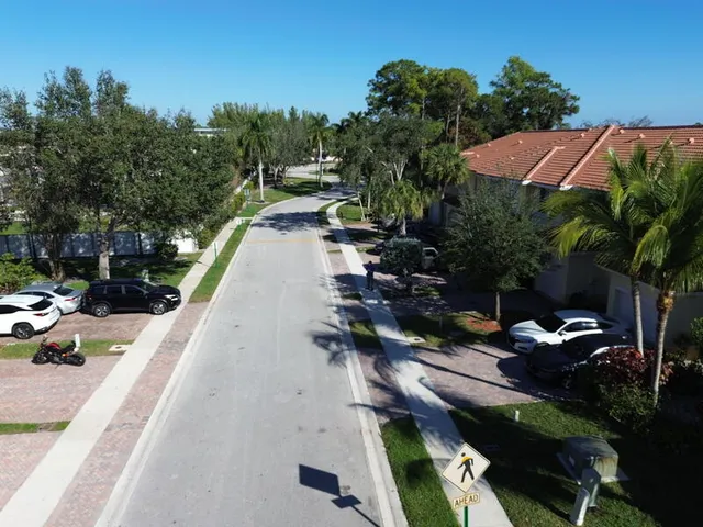 a view of a yard with trees