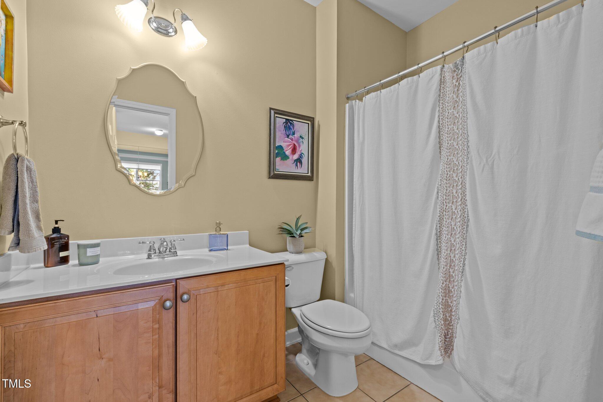 705 Harkness Circle Durham, NC 27705 - Photo 29 of 58 a bathroom with a toilet a sink and a mirror