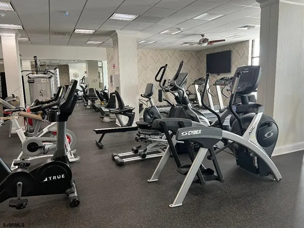 a view of a room with gym equipment