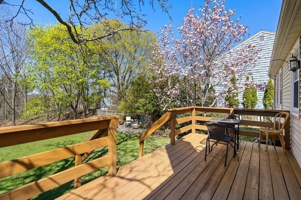 265 Riverside Drive Dedham, MA 02026 - Photo 23 of 41 a view of a chairs and table on the wooden deck
