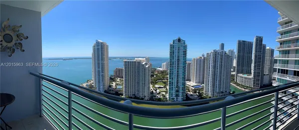 a view of a balcony with city view