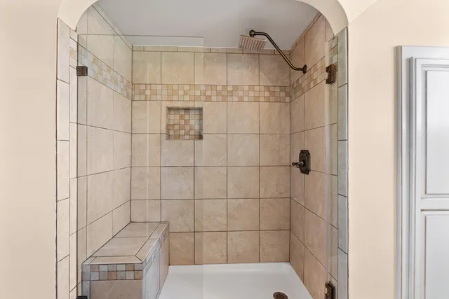 a bathroom with a shower
