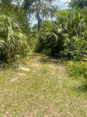 a view of lake with green space