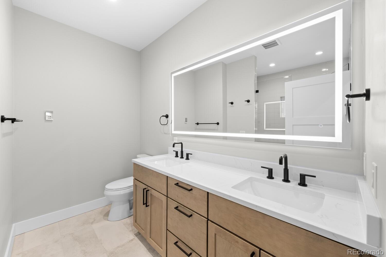 1306 Yates Street Denver, CO 80204 - Photo 20 of 29 a bathroom with a sink a toilet and a mirror