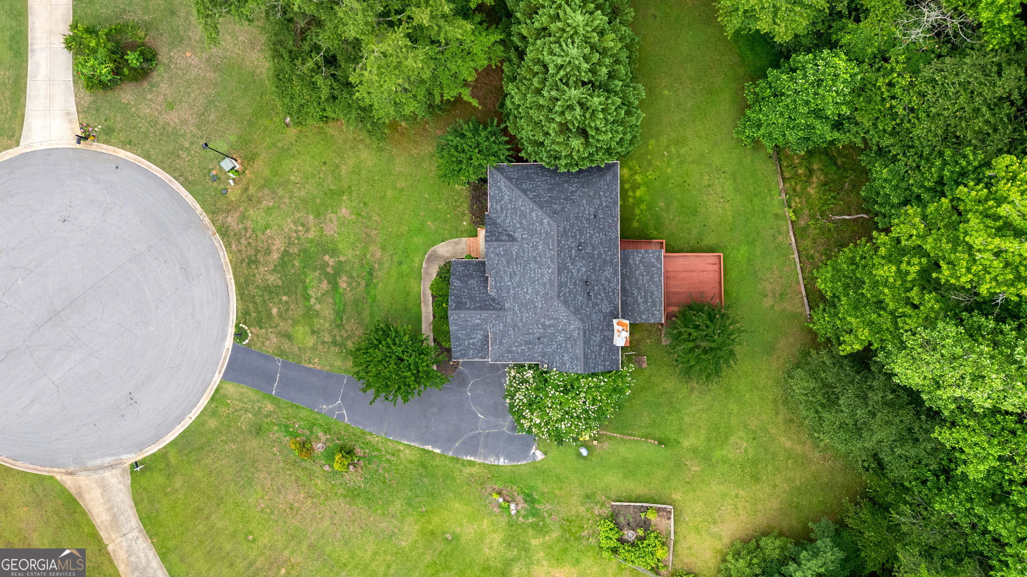 375 Gaelic Way Tyrone, GA 30290 - Photo 51 of 54 an aerial view of a house with a yard and large trees