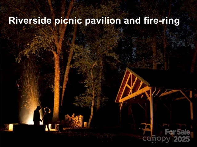 a view of a park with a large trees