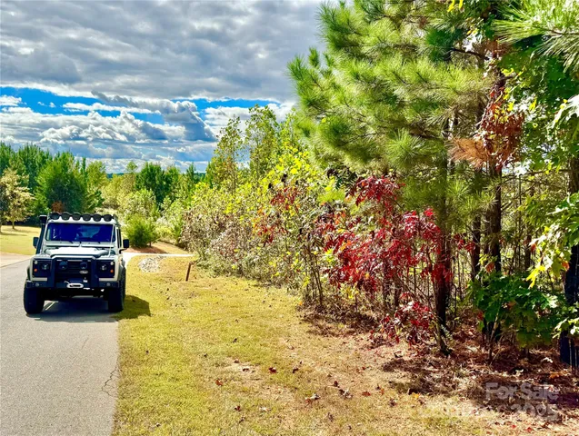 a car parked in the middle of a yard