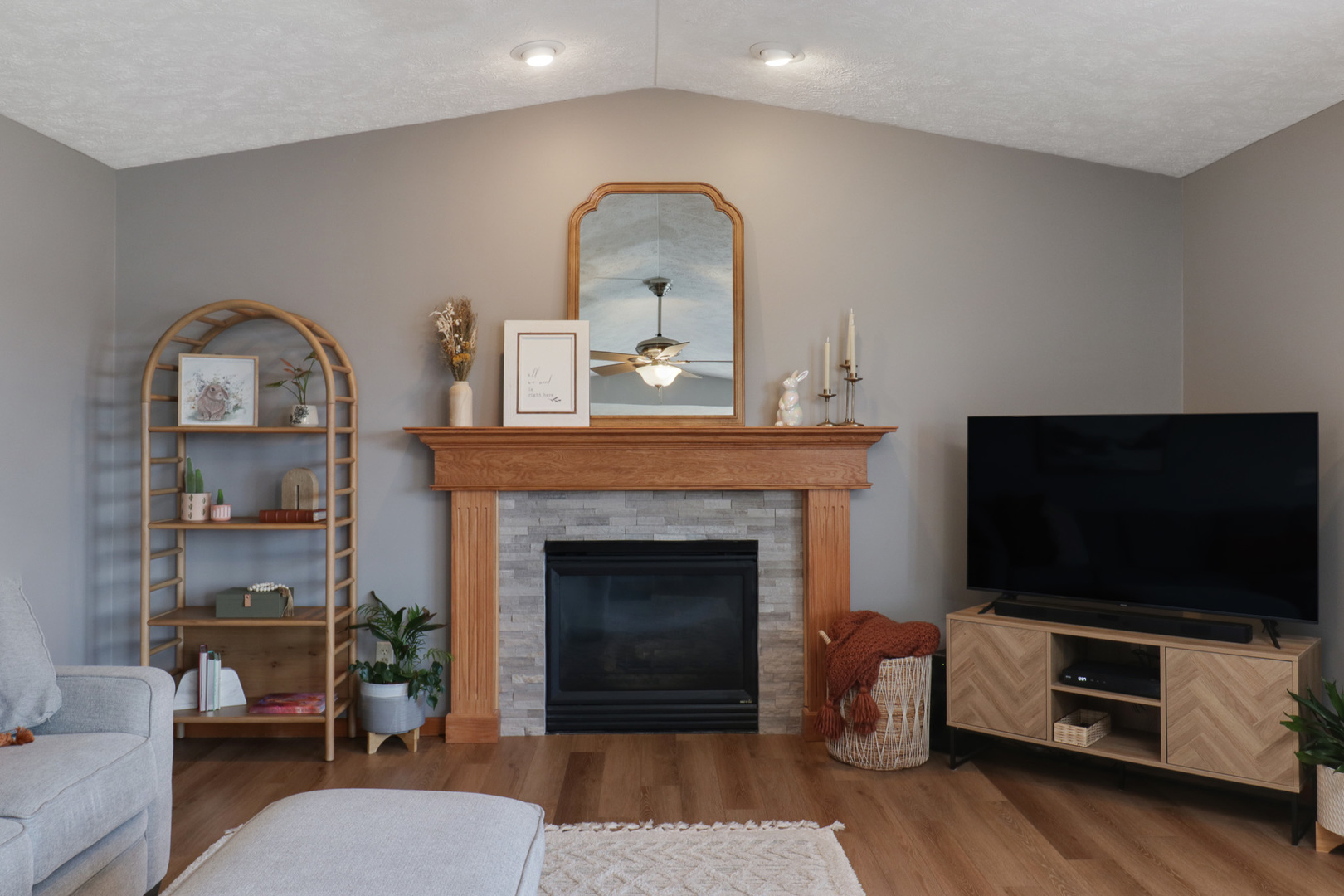 1820 Chuck Murray Drive Normal, IL 61761 - Photo 9 of 46 a living room with furniture a flat screen tv and a fireplace