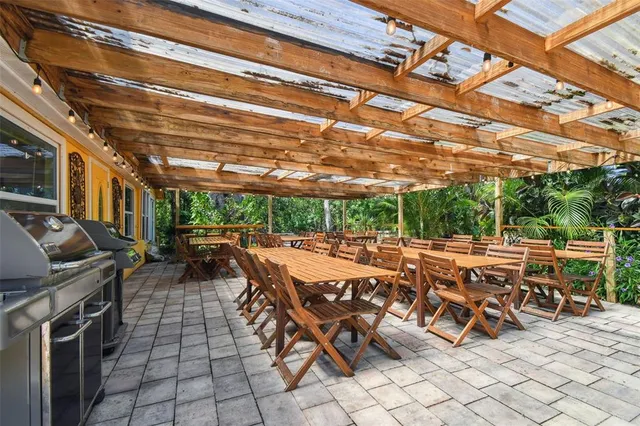 swimming pool with outdoor seating