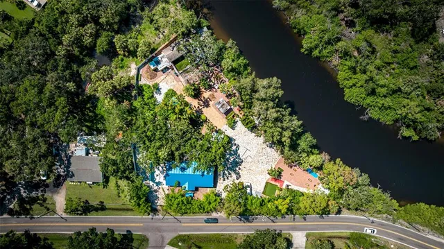 an aerial view of a house