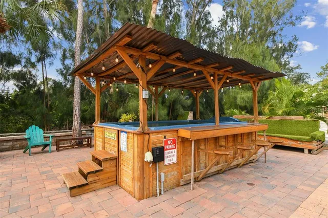 a view of outdoor space with seating