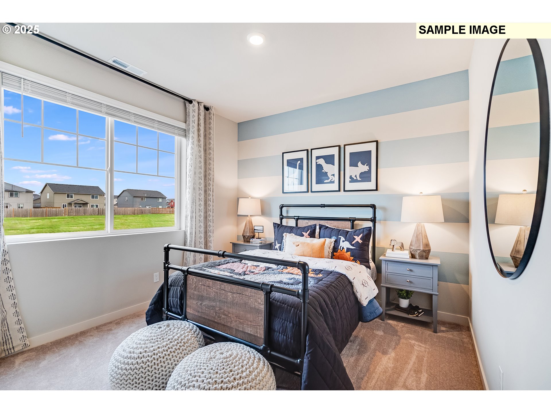4327 Hackamore Court Southeast Albany, OR 97322 - Photo 18 of 25 a bedroom with a bed a mirror and a large window