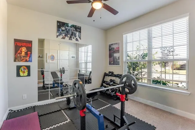 a view of a room with gym equipment